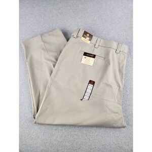 Oak Hill Dress Pants Mens 60x30 Khaki Flat Front Stretch Wrinkle Resistant NWT